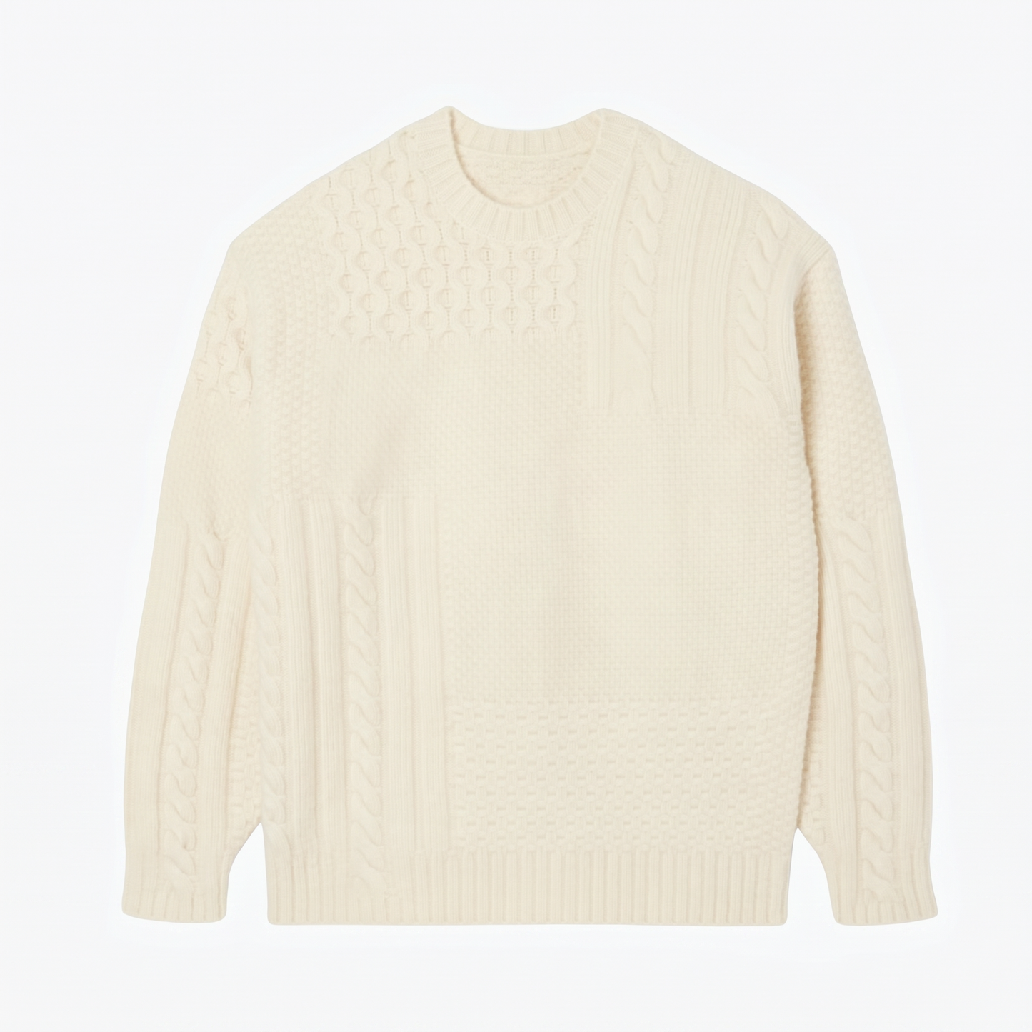 Wollpullover im Patchwork-Look in Relaxed Fit