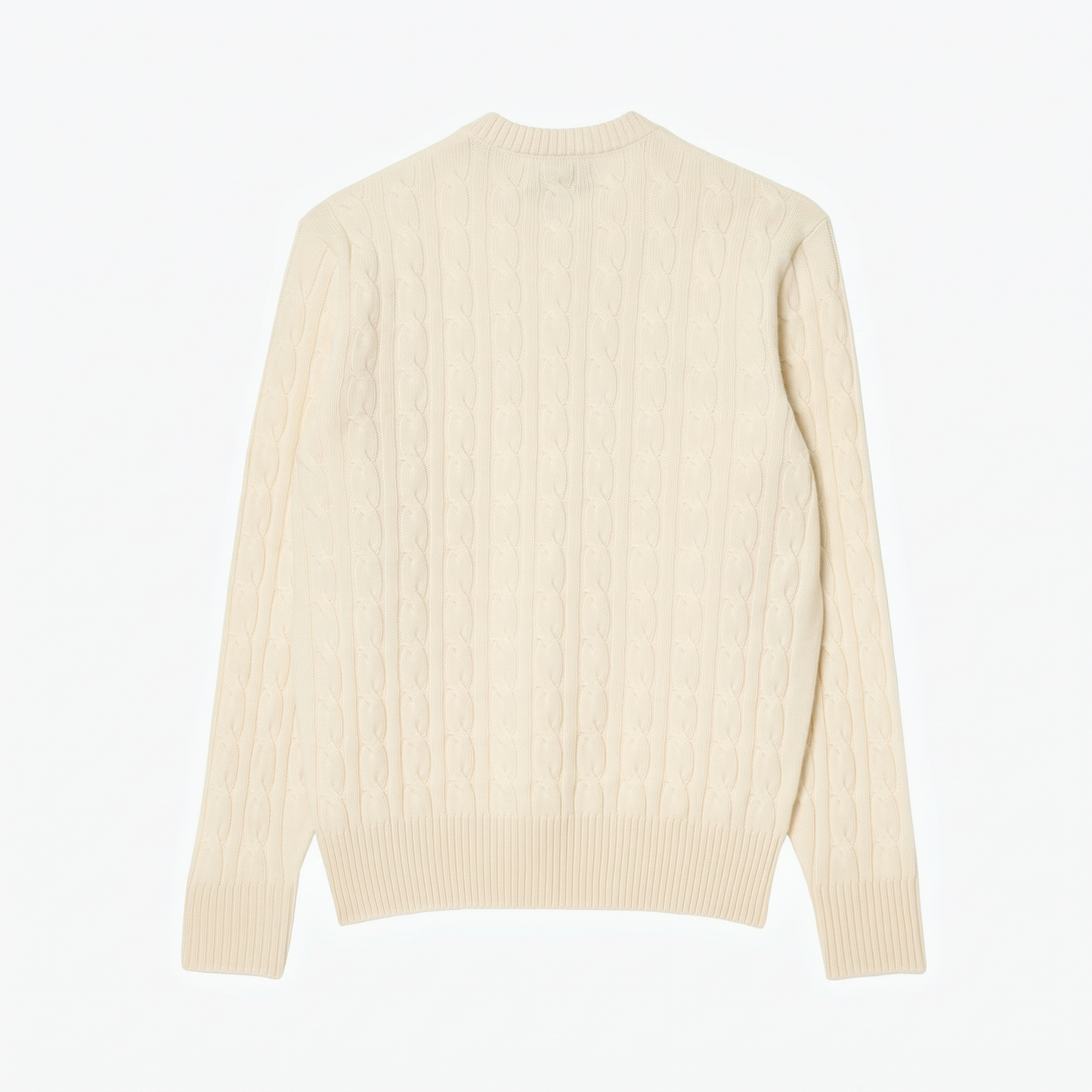 Zopfstrickpullover aus Streichwolle mit Rundhalsausschnitt