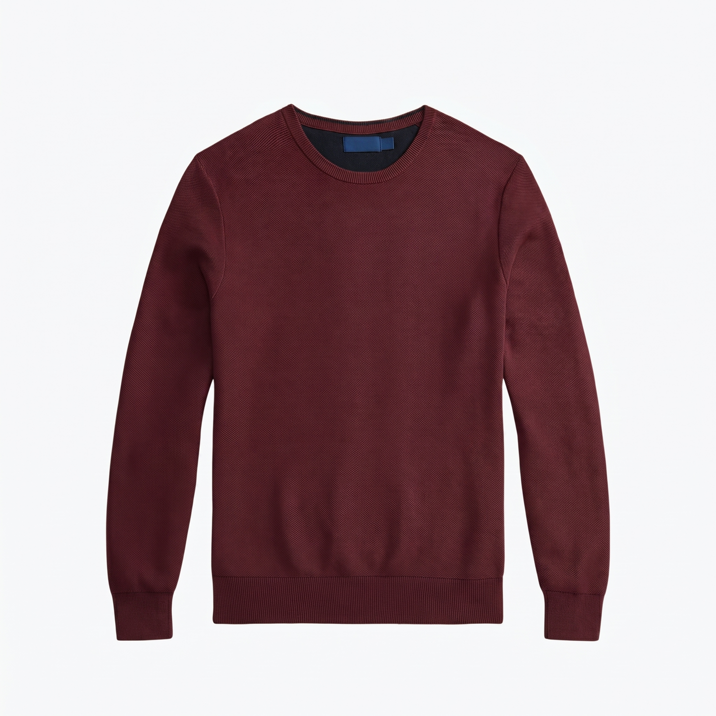 Baumwollpullover in Mesh-Strick mit Rundhalsausschnitt