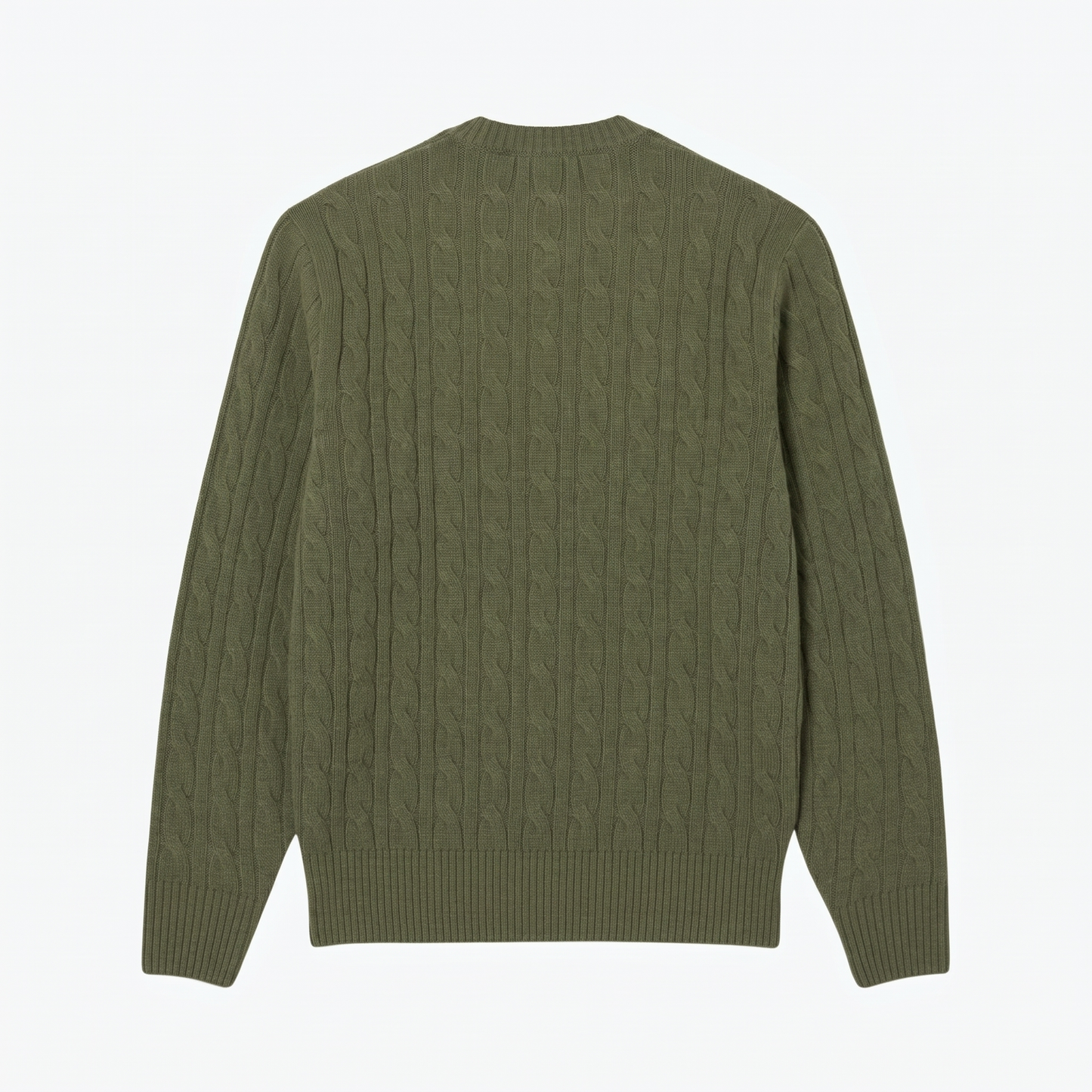 Zopfstrickpullover aus Streichwolle mit Rundhalsausschnitt