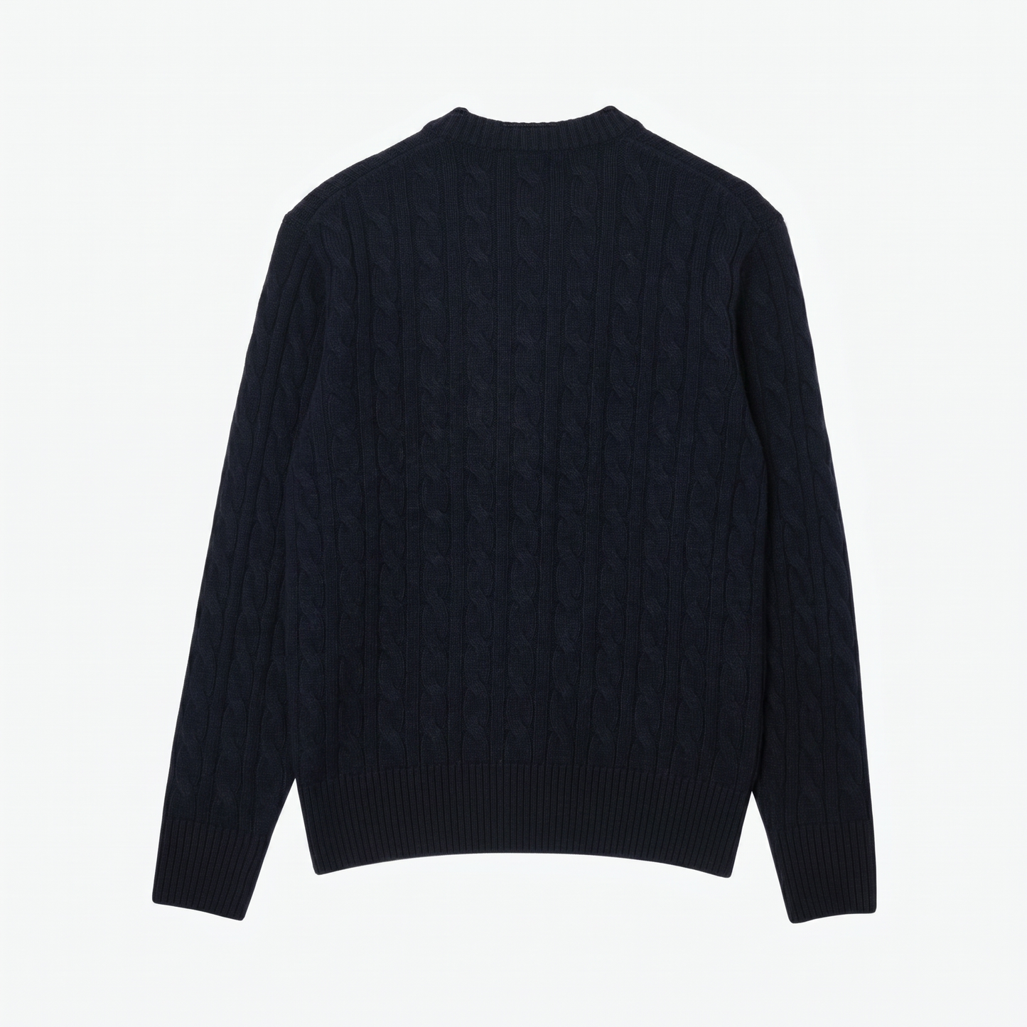 Zopfstrickpullover aus Streichwolle mit Rundhalsausschnitt