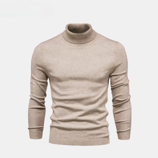 Woll-Zopfstrickpullover mit Rollkragen