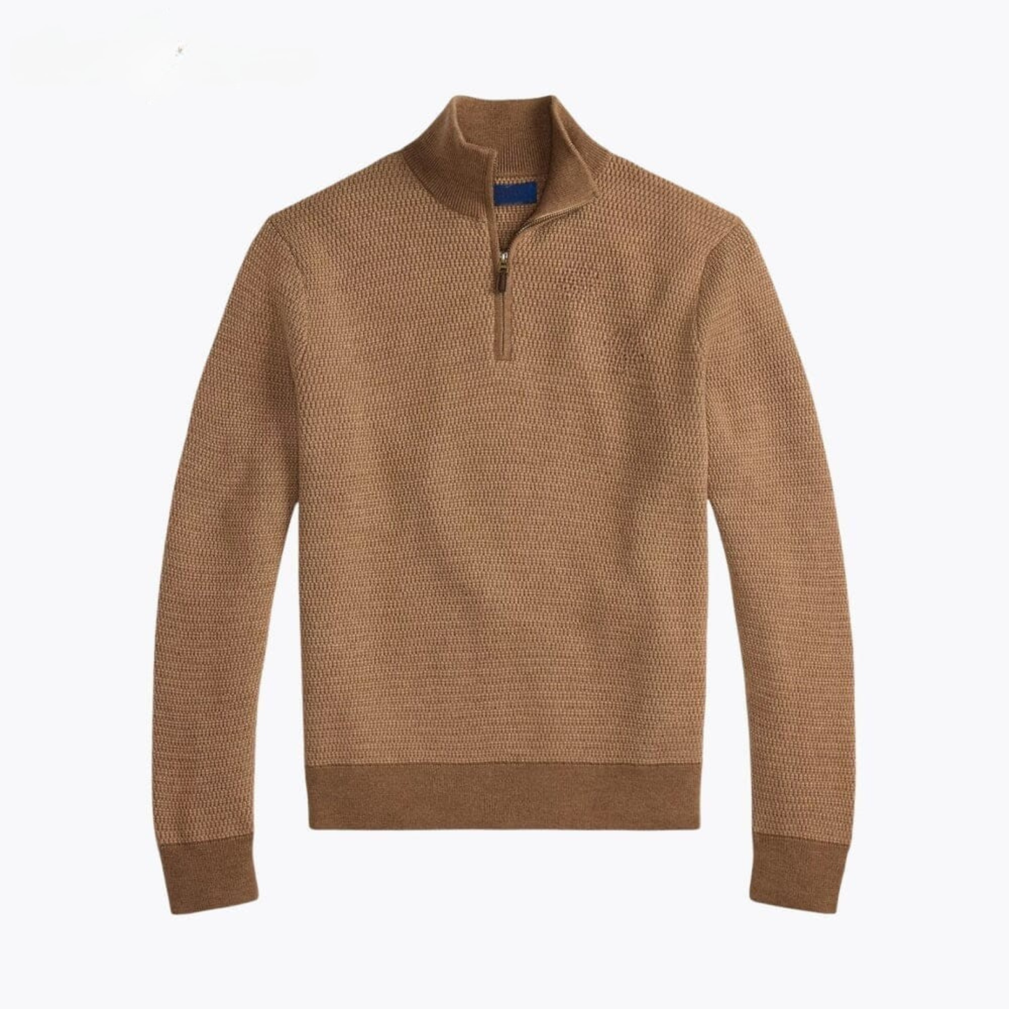 Waschbarer Wollpullover mit kurzem Reißverschluss
