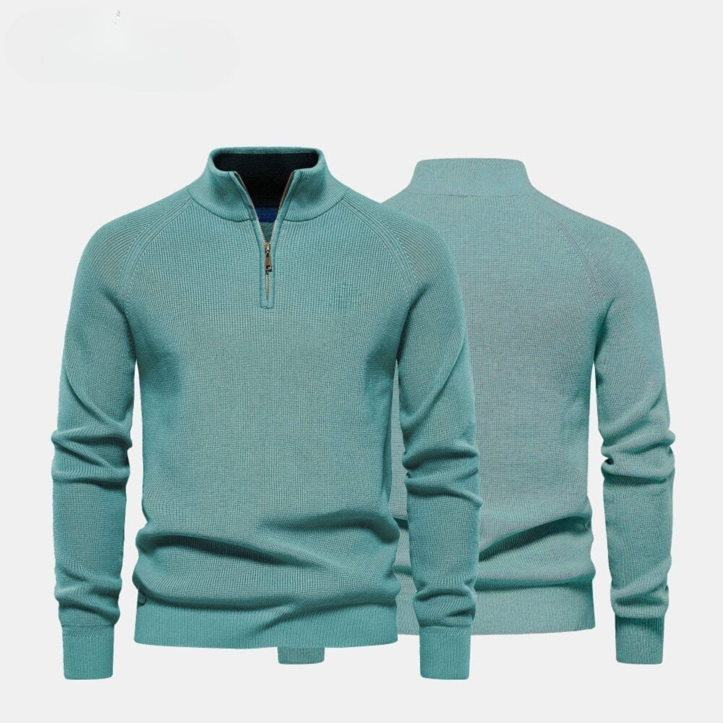 Woll-Zopfstrickpullover mit Reißverschluss