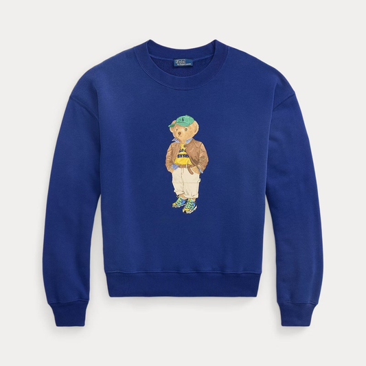 Leichtes Bear Fleece-Sweatshirt mit Rundhalsausschnitt