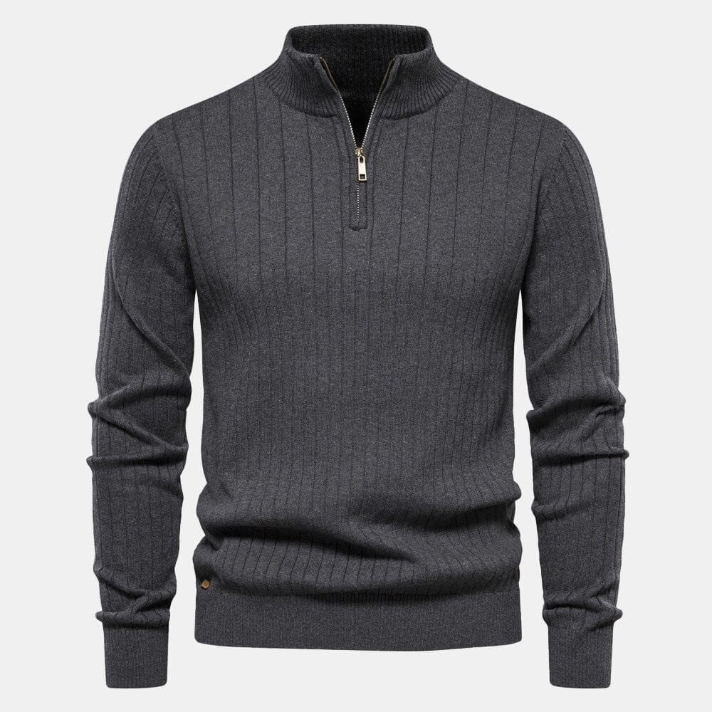 Zip klassischer Strickpullover