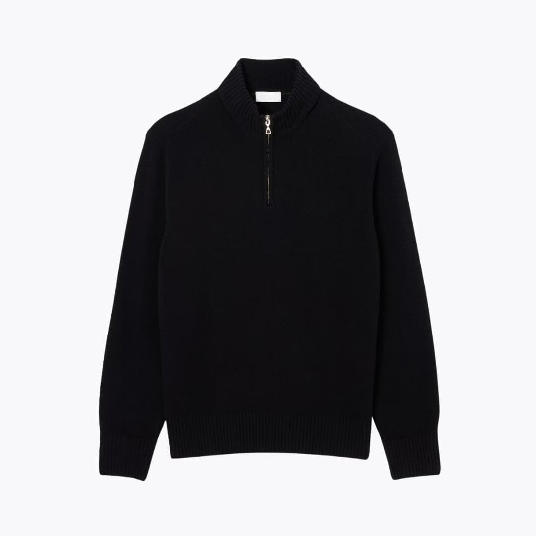 Pullover aus karierter Wolle mit Reißverschluss und hohem Kragen