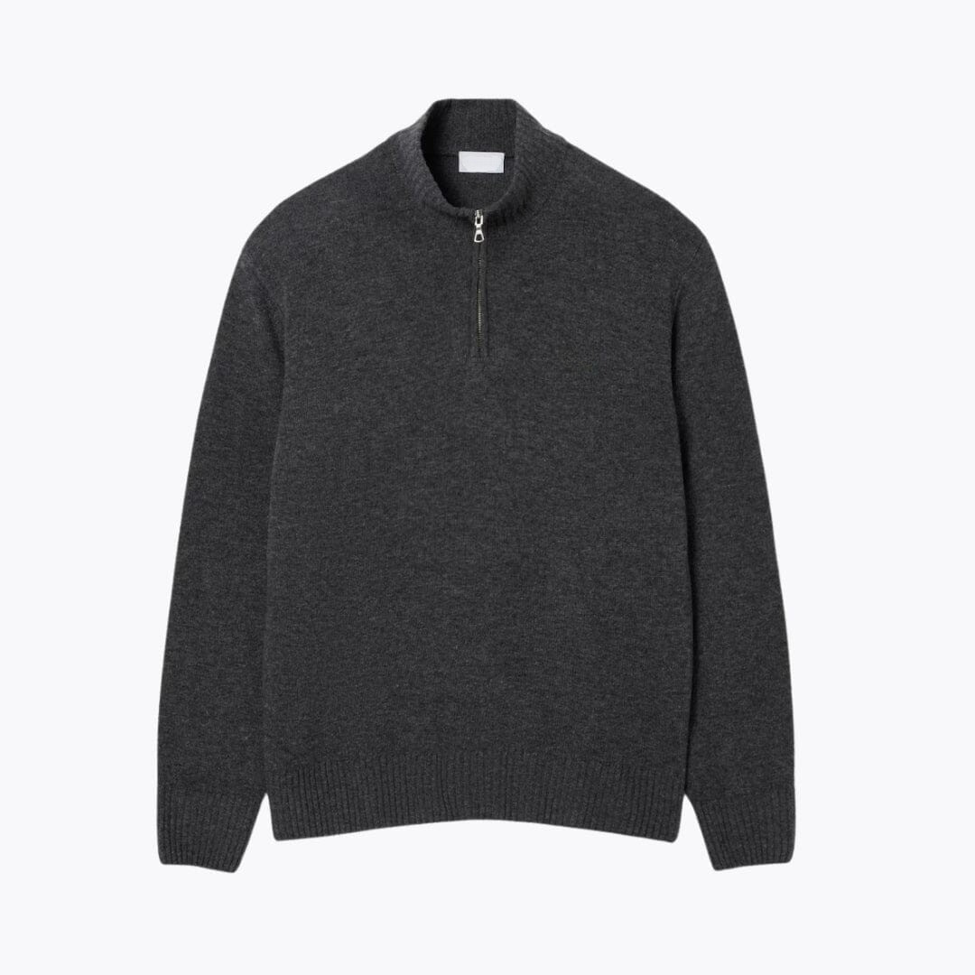 Pullover aus Streichwolle mit hohem Kragen und Reißverschluss