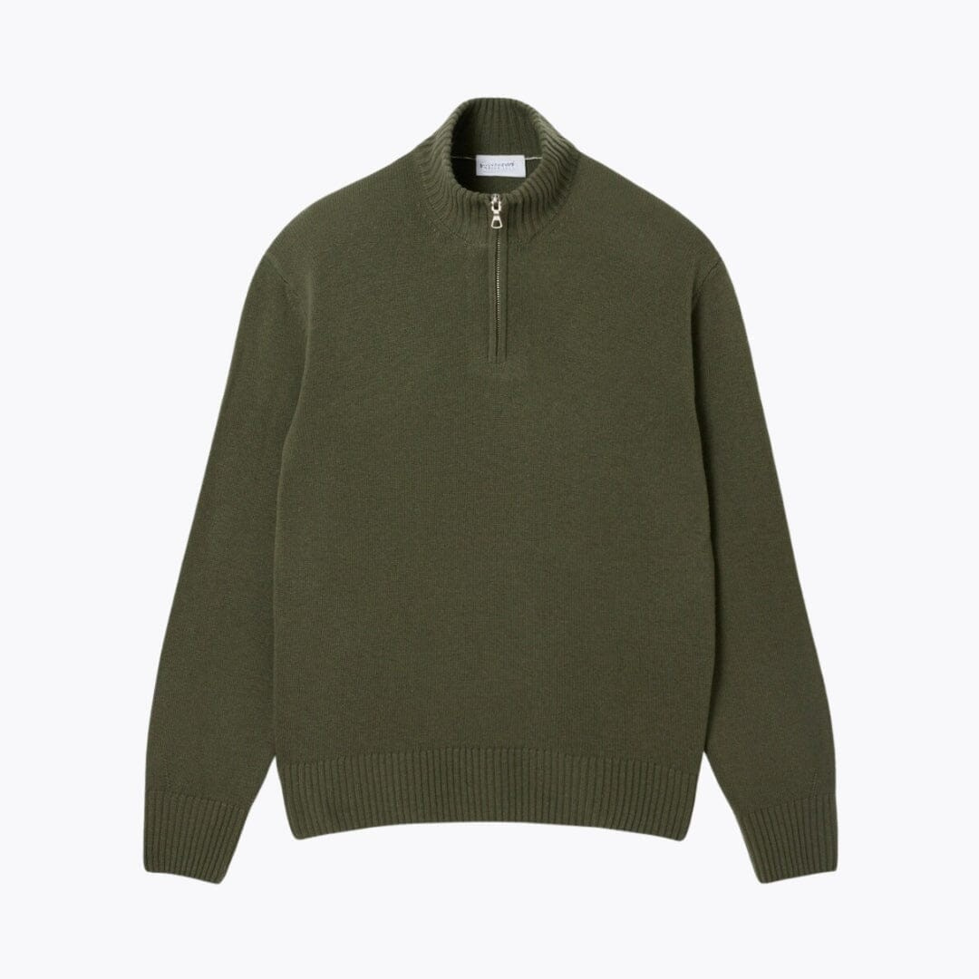 Pullover aus Streichwolle mit hohem Kragen und Reißverschluss