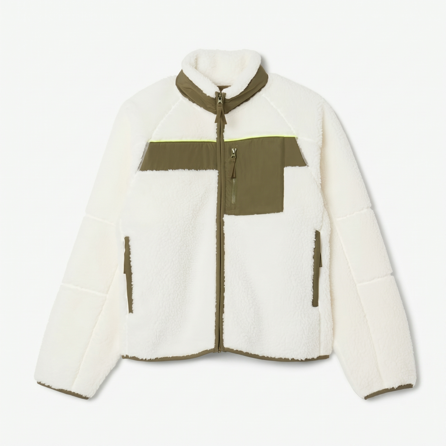 Colour-Block-Fleecejacke mit Sherpa