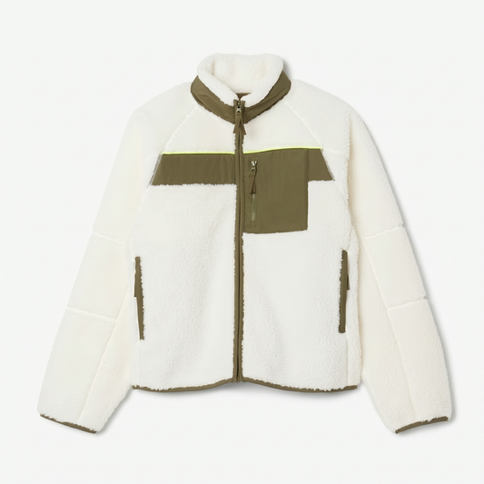 Colour-Block-Fleecejacke mit Sherpa