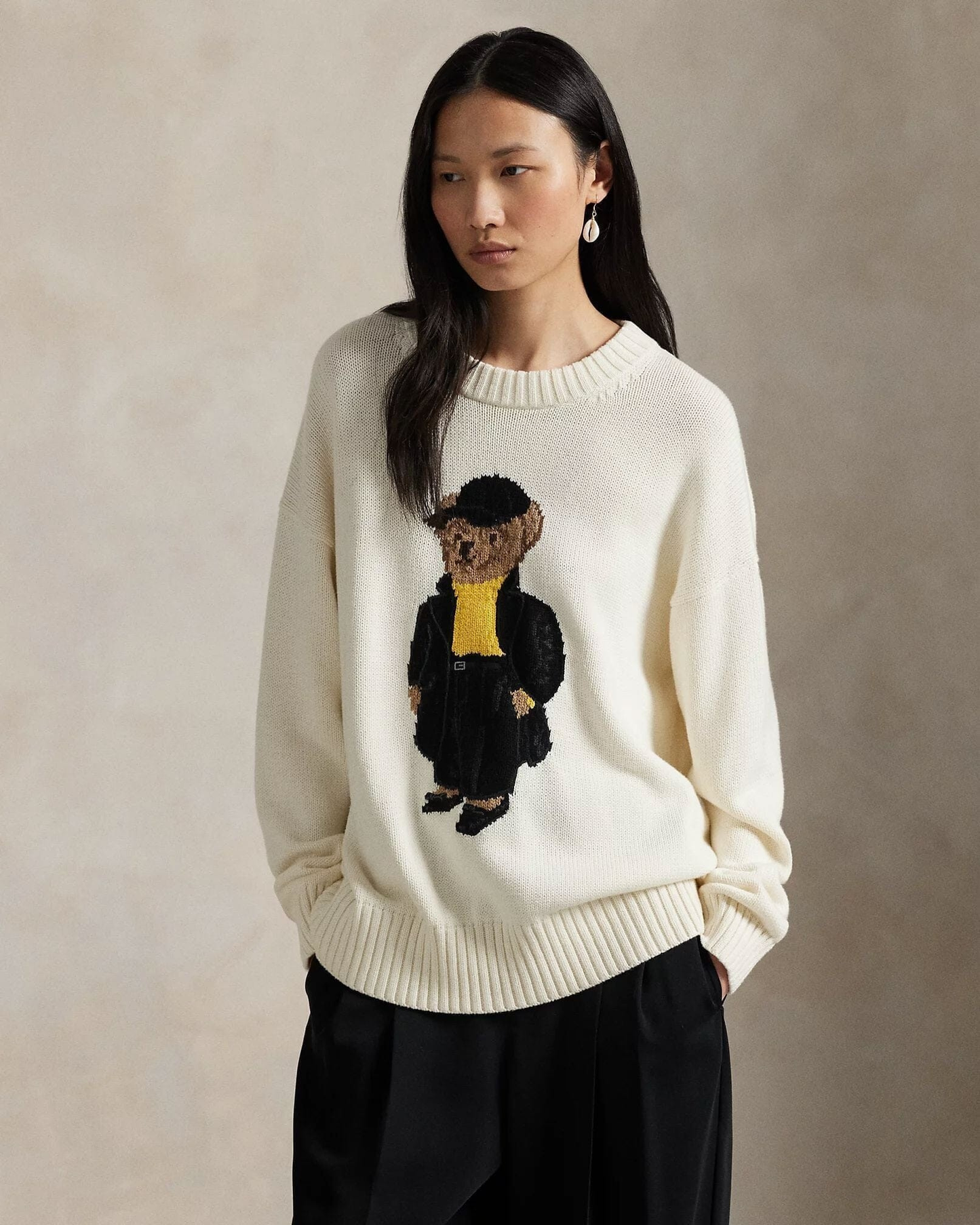 Bear Baumwollpullover mit Rundhalsausschnitt