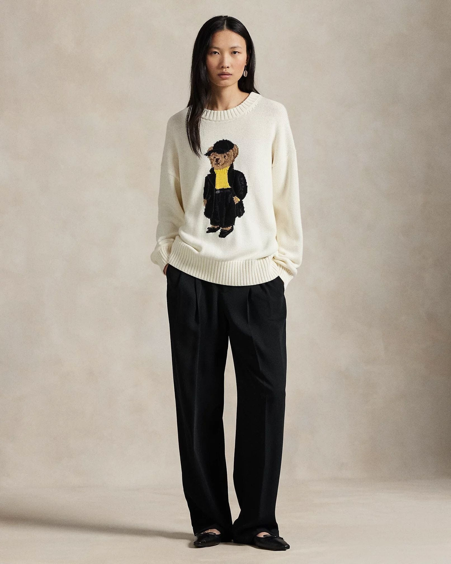 Bear Baumwollpullover mit Rundhalsausschnitt