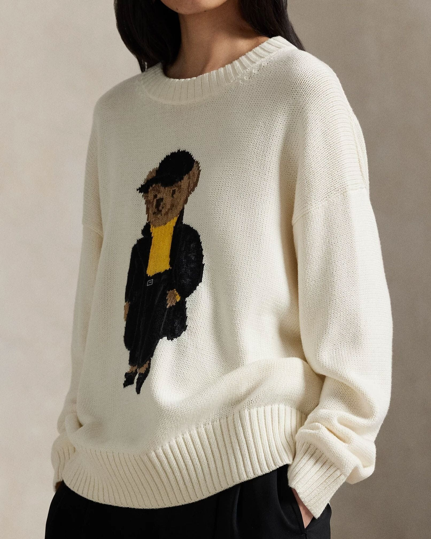 Bear Baumwollpullover mit Rundhalsausschnitt