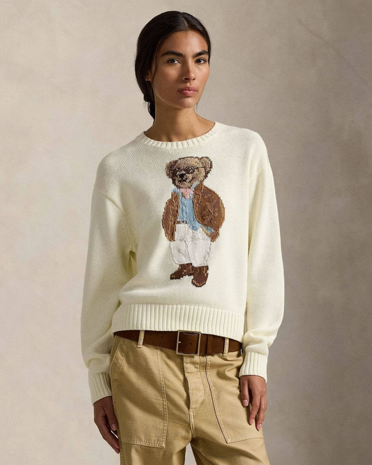 Bear Baumwollpullover mit Rundhalsausschnitt
