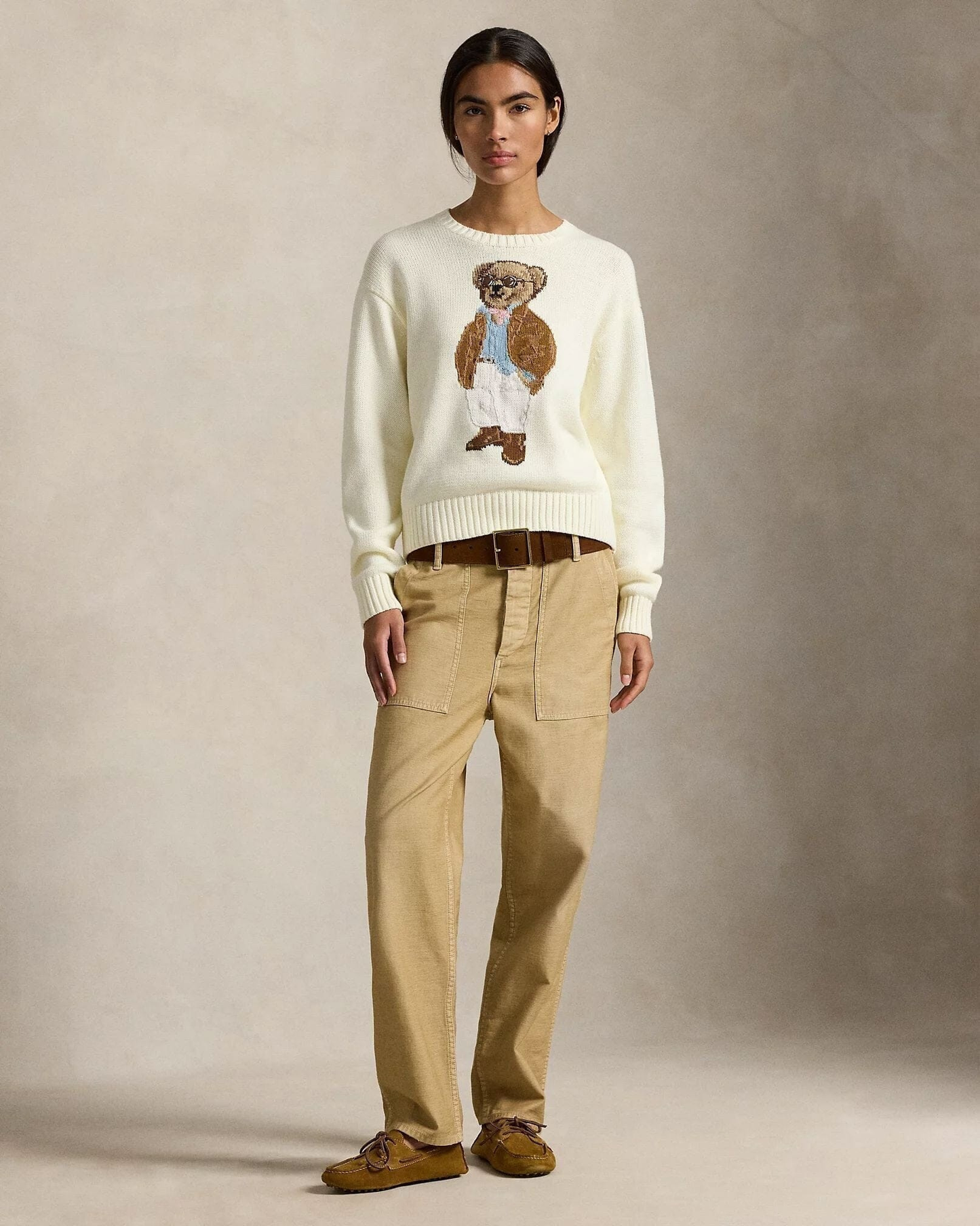 Bear Baumwollpullover mit Rundhalsausschnitt