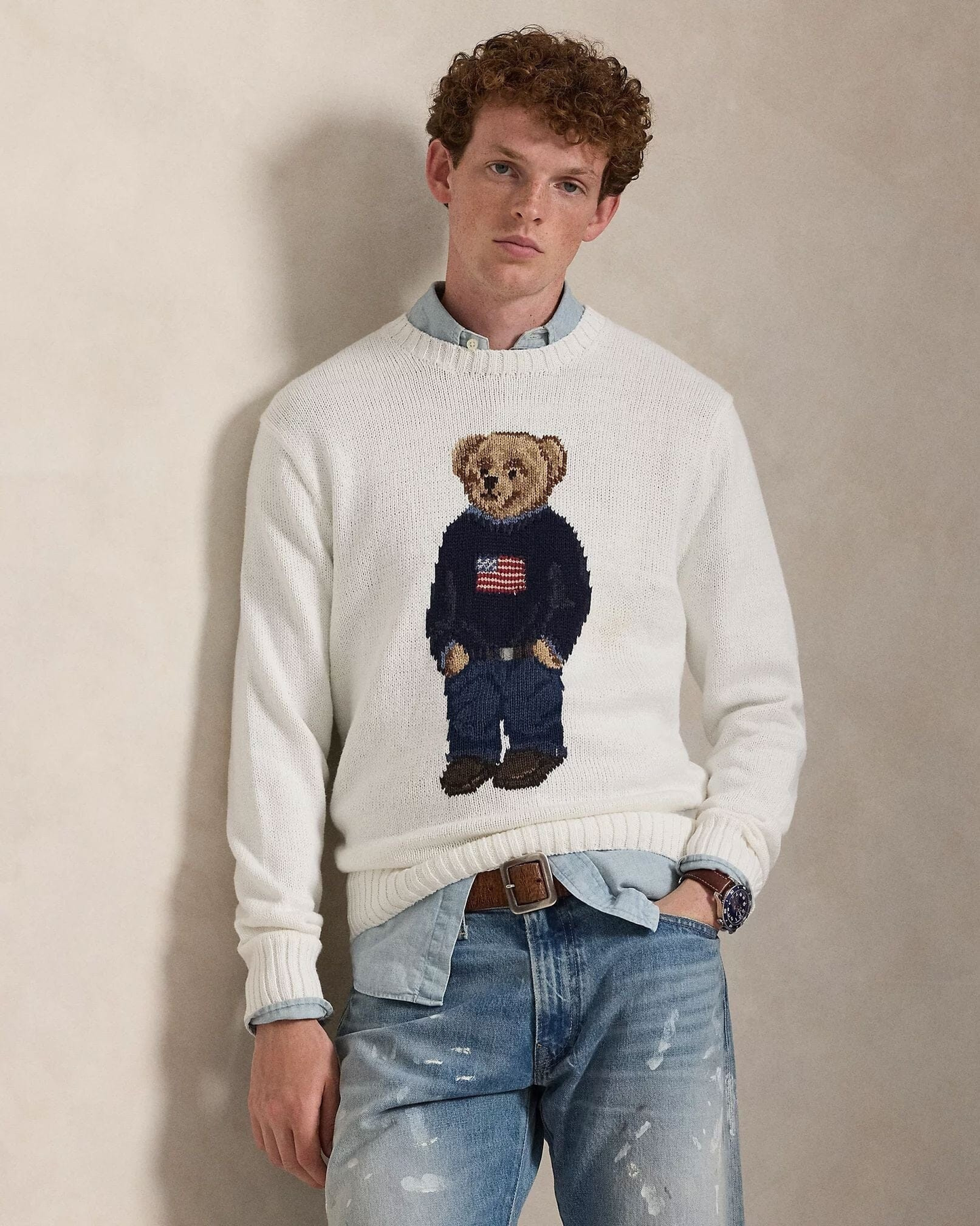 Bear Pullover aus Baumwolle und Leinen