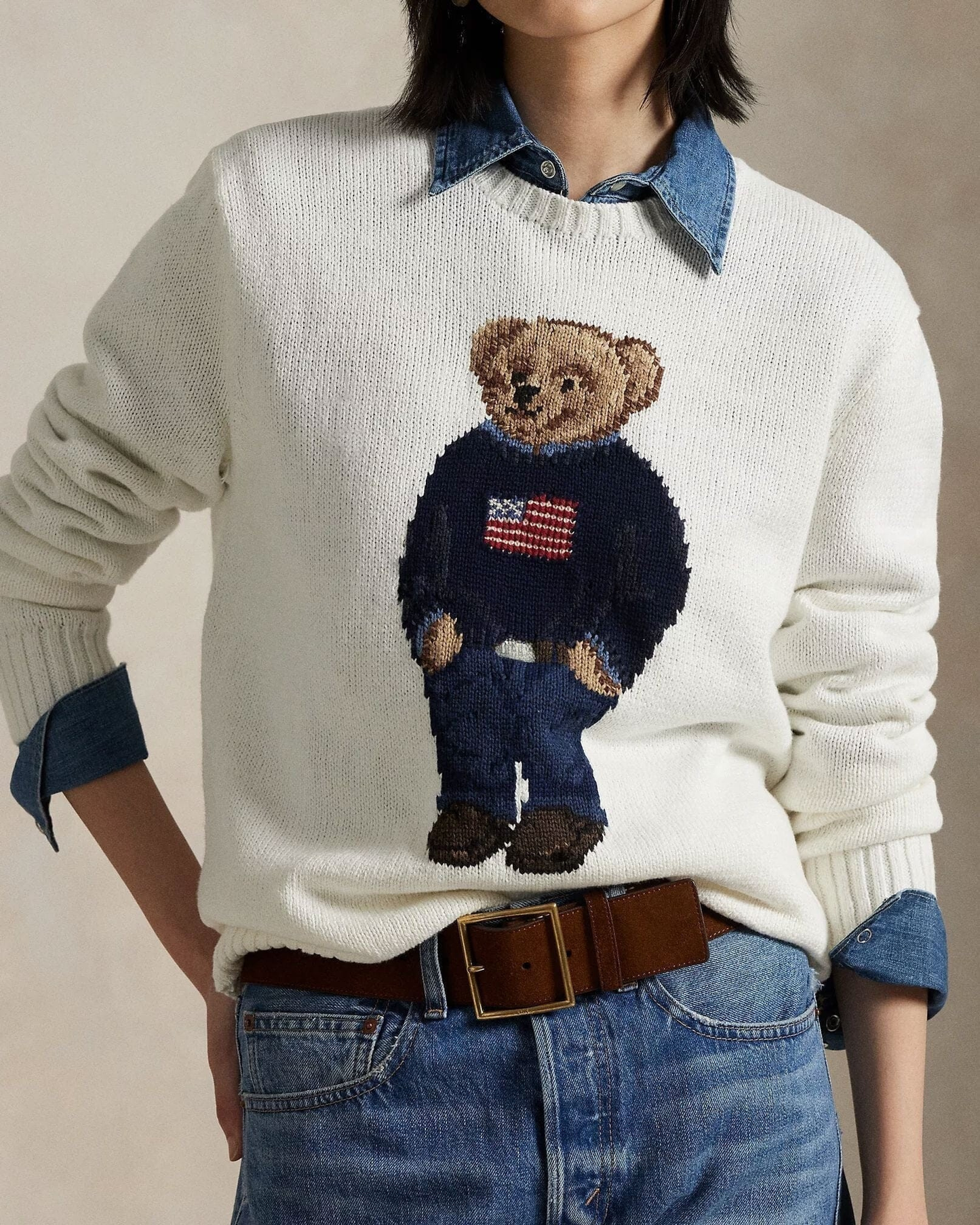 Bear Pullover aus Baumwolle und Leinen