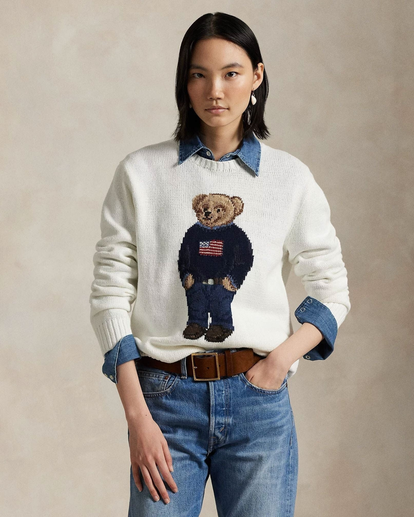 Bear Pullover aus Baumwolle und Leinen