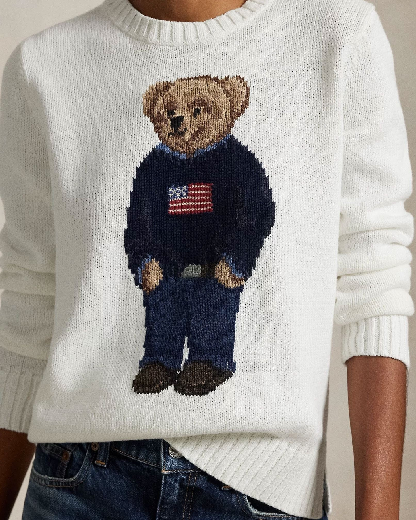 Bear Pullover mit Rundhalsausschnitt aus Leinen-Baumwoll-Mischung