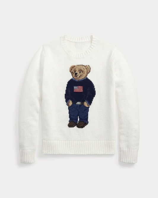 Bear Pullover mit Rundhalsausschnitt aus Leinen-Baumwoll-Mischung