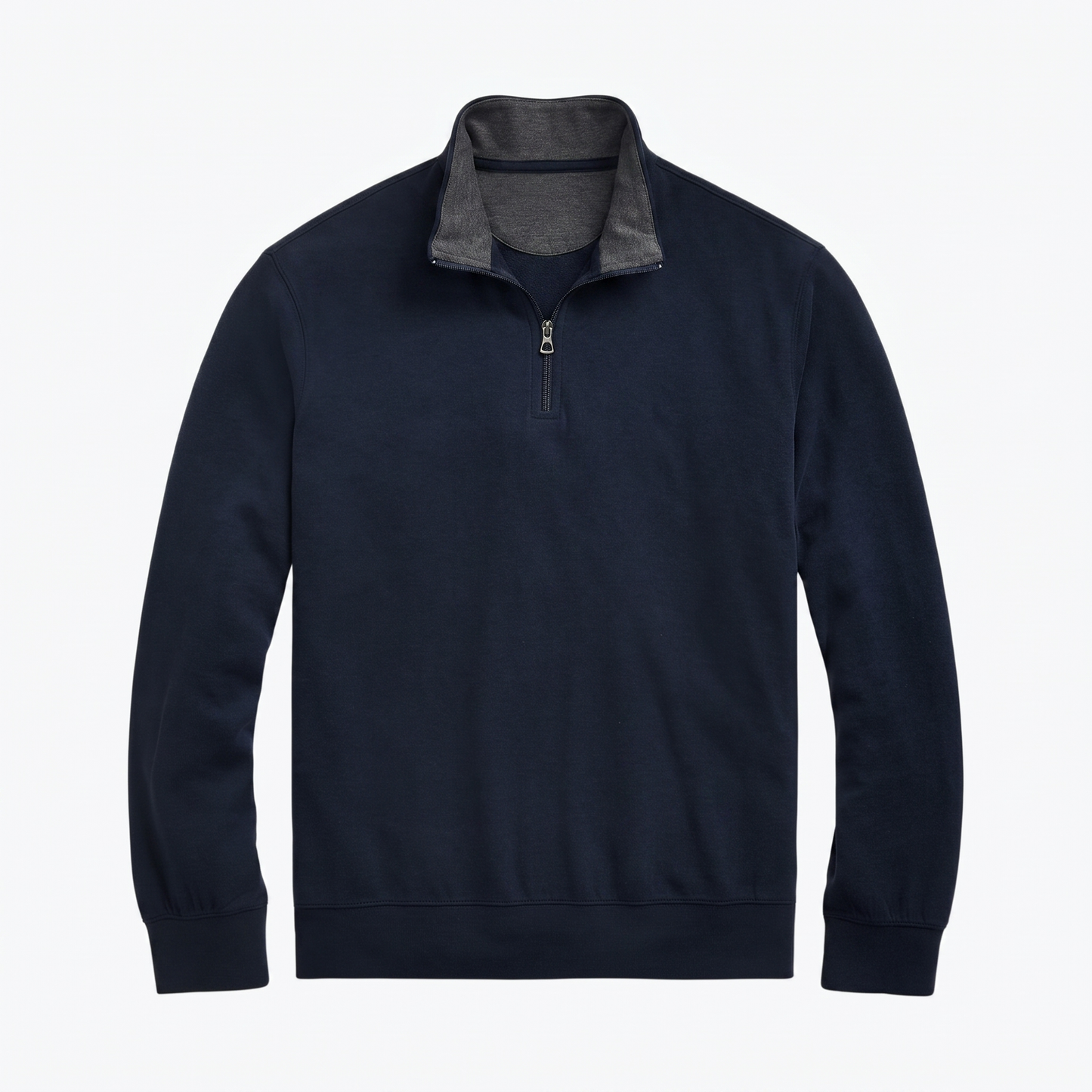 Luxuriöser Jersey-Pullover mit kurzem Reißverschluss