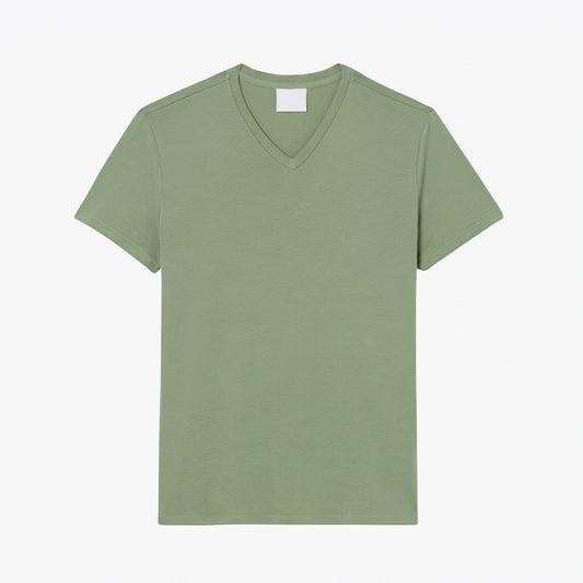 Leichtes Pima-Baumwoll-T-Shirt mit V-Ausschnitt