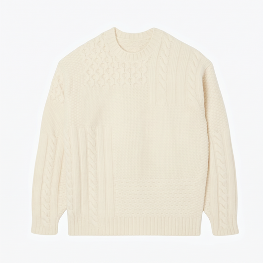 Wollpullover im Patchwork-Look in Relaxed Fit