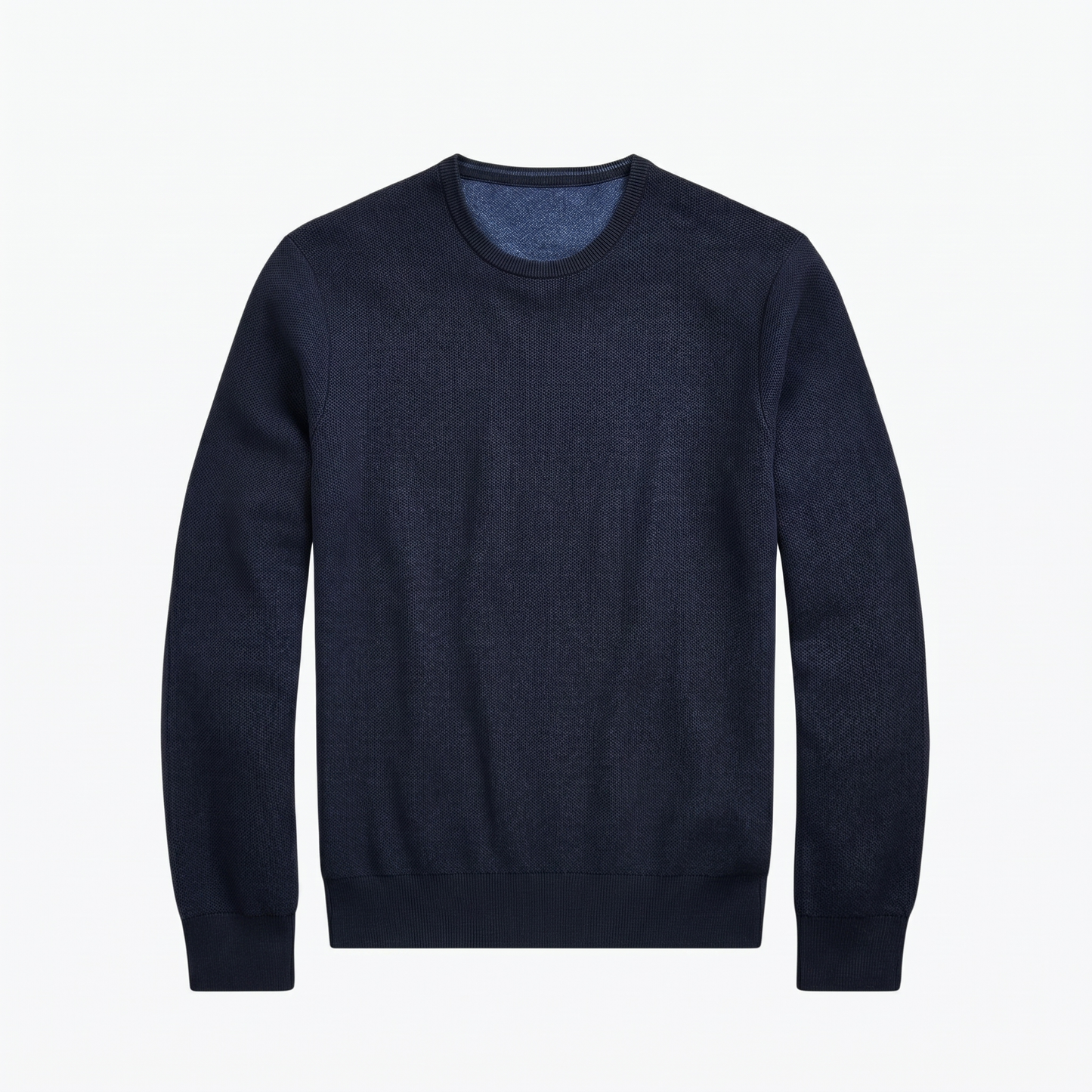 Baumwollpullover in Mesh-Strick mit Rundhalsausschnitt