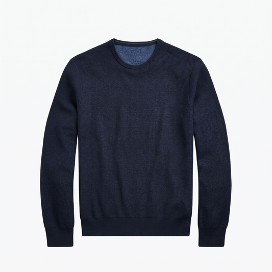 Baumwollpullover in Mesh-Strick mit Rundhalsausschnitt