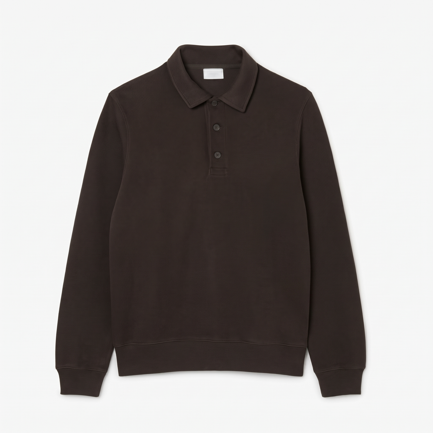 Geripptes Baumwoll-Sweatshirt mit Polokragen