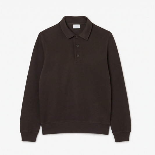 Geripptes Baumwoll-Sweatshirt mit Polokragen