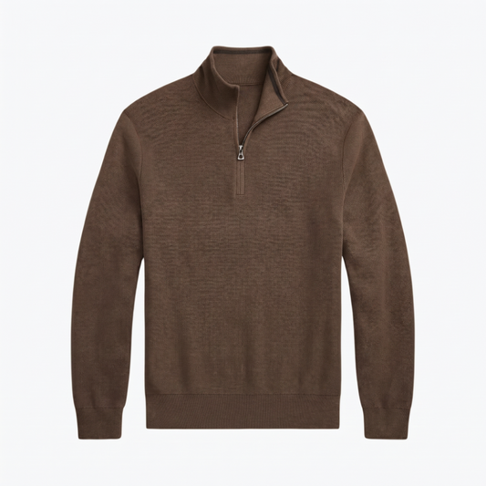 Baumwollpullover in Mesh-Strick mit kurzem Reißverschluss