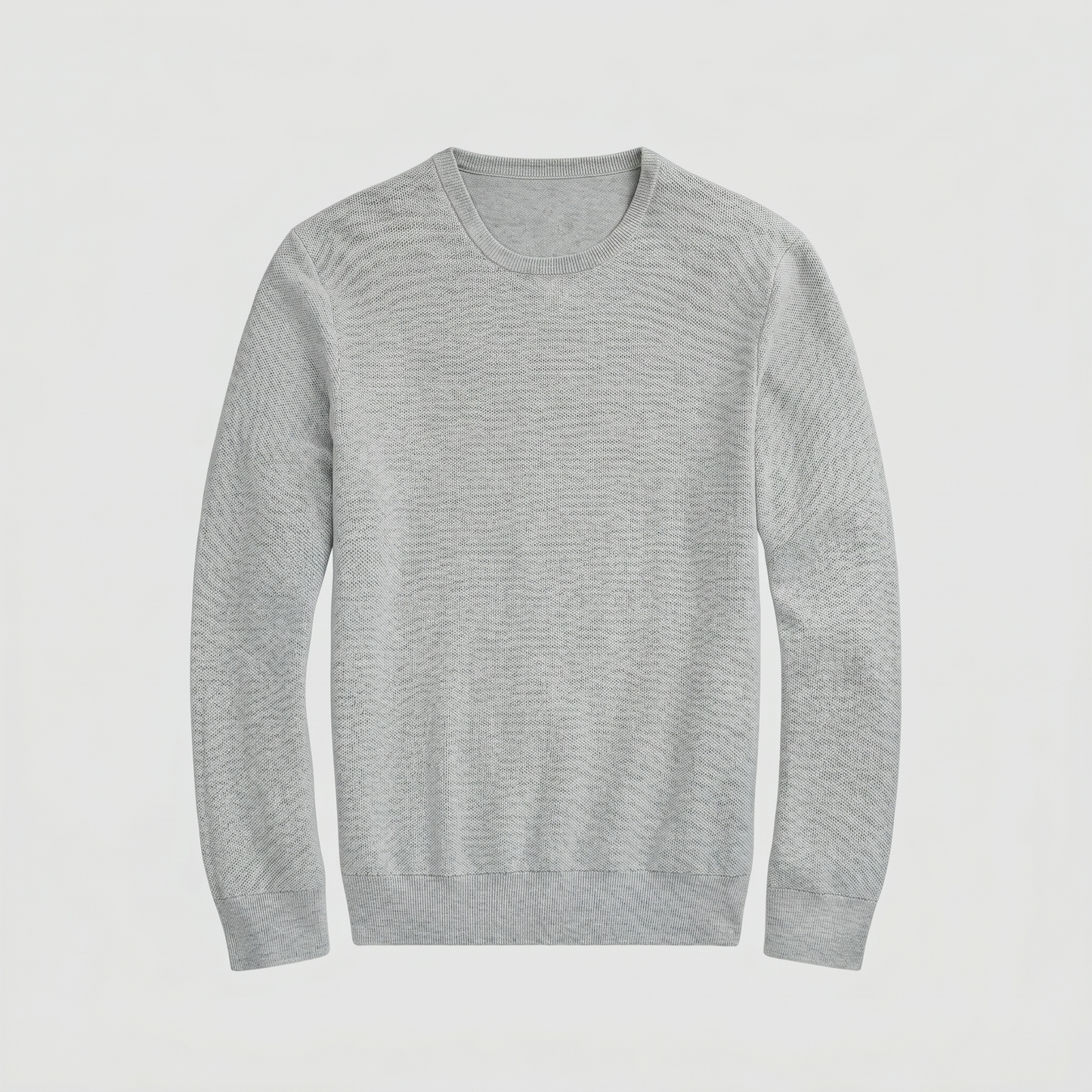 Baumwollpullover in Mesh-Strick mit Rundhalsausschnitt