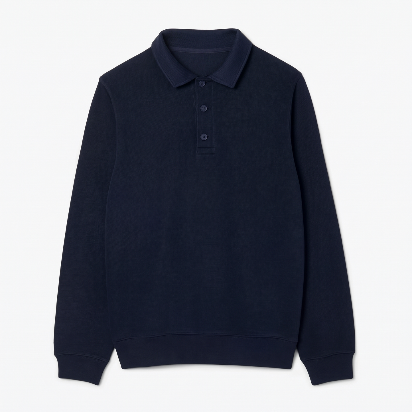 Geripptes Baumwoll-Sweatshirt mit Polokragen