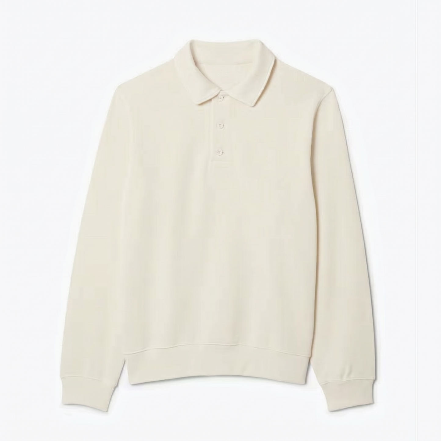 Geripptes Baumwoll-Sweatshirt mit Polokragen