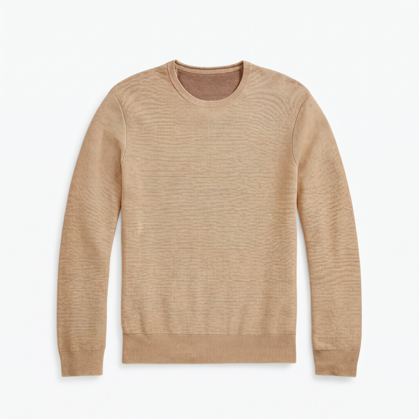 Baumwollpullover in Mesh-Strick mit Rundhalsausschnitt